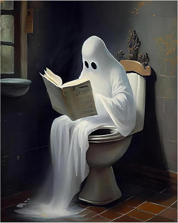 Reivworl Ghost Paint by Numbers Kit for Adults, Bathroom Paint by Numbers, Adult Paint by Number Kits for Gifts and Home Wall Decor 16x20 Inch