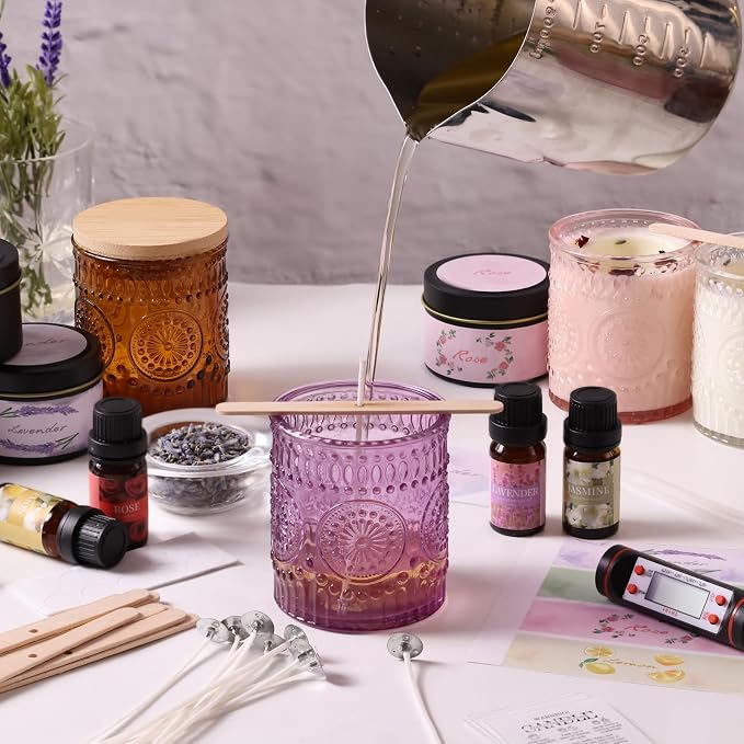 DARJEN Candle Making Kit for Adults, 8 Jars & Tins Soy Wax Scented DIY Set | 100% Soy Wax, 10oz Glass Jars, 4oz Tins, Cotton Wicks, Pleasant Scents, Instruction& More- Perfect as Home Decorations