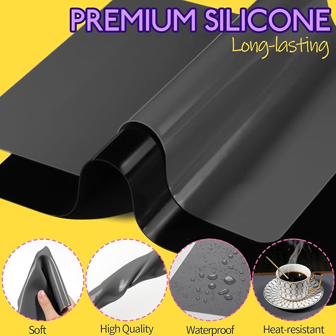 LEOBRO Silicone Mats for Resin Molds, Crafts, Play Dough Mat, Gray & Black | 2pcs Nonstick Silicone Mats, Playdough Mat, for Epoxy Resin Molds, Art Crafts, Resin, Paint, Glue, Jewelry Making, 11.7"x8.3"