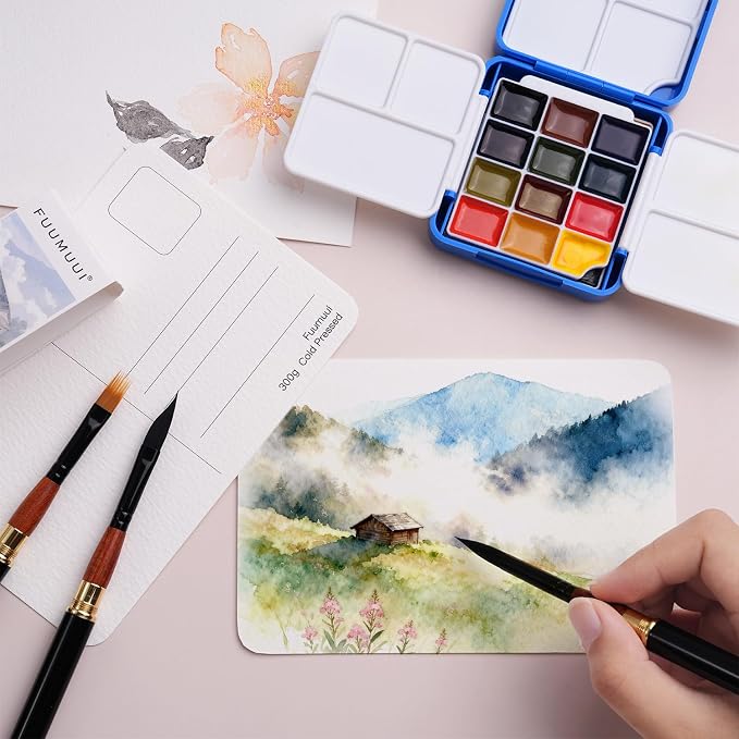 Fuumuui 40 Cards Watercolor Postcards Blank 4 x 6 inch, 140lb/300gsm, 100% Cotton Cold-Pressed Art Paper for Painting, DIY, Mailing, Invitations, Greeting Cards