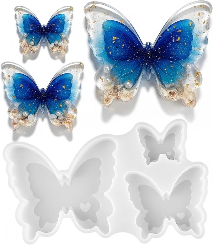 Butterfly Resin Molds, 3D Figurine Silicone Molds for Epoxy Resin | Flexibility Butterfly Molds for Resin Casting, Candle Making, Flower Bouquet Preservation, Insect Specimen, Soap, Gypsum