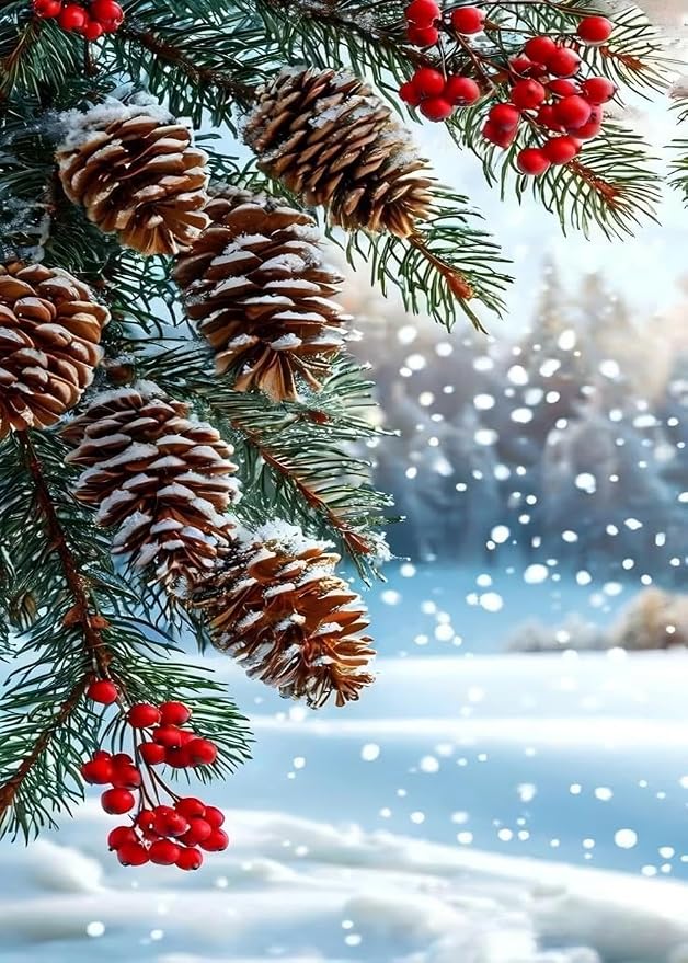 GQYCZZ Christmas Holly Fruit Diamond Art Kits for Adults/Beginners 12x16in