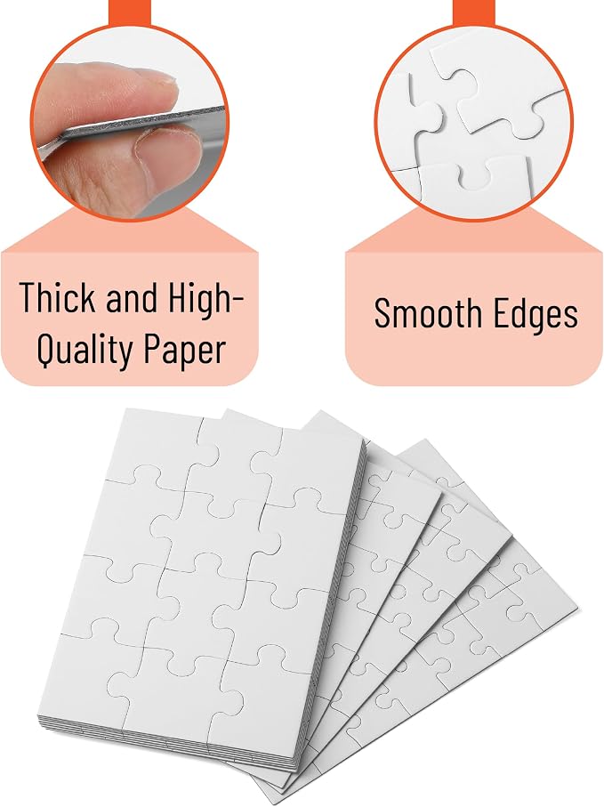 Mr. Pen- Blank Puzzle, 10 Sets, 12/28/48 Pieces/Pack, 8.2" x 5.6" (Pack of 4)
