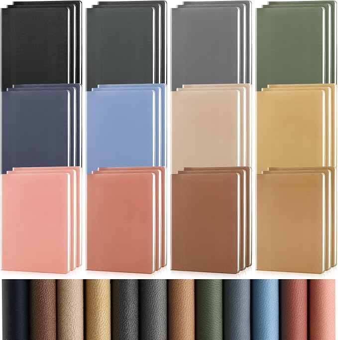 PerKoop 36 Pcs A5 PU Leather Notebooks for Back to School,Morandi Color
