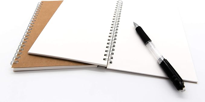 DSTELIN Blank Spiral Notebook, 9-Pack, Soft Cover, Sketch book, 100 Pages / 50 Sheets, 7.5 inch x 5.1 inch (Brown)