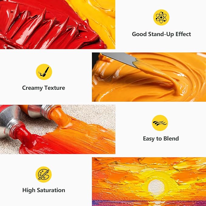 Magicfly Oil Paint, 20 Colors (50ml) Large Tubes Oil Paint Set, Oil Paints | Professional Non-toxic Oil Painting, Creamy Texture, Rich Pigmented, Easy to Blend, Ideal for Artists/Students/Beginners/Kids