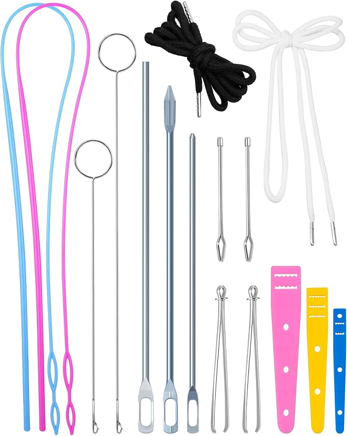 FIVEIZERO Drawstring Threader Tools & Draw Cords for Drawstring Replacement | Loop Turner Sewing Tool;2pcs Drawstring Cords;Drawstring Threader for Hoodie,Jacket and Pants Threading;Bodkin Sewing Tools