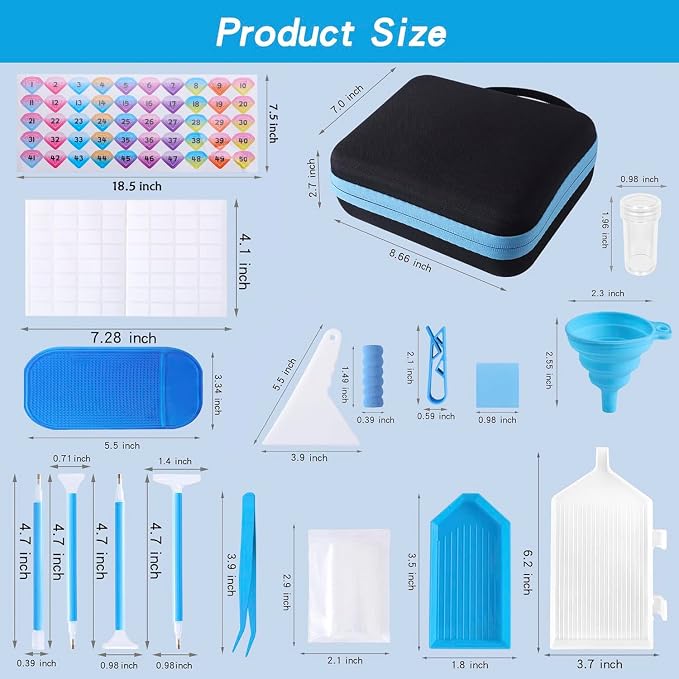 LYMUSUMI 30 Slots Diamond Art Storage Containers | for Adults Portable Bead Storage Boxes for Diamond Painting Accessories and Tools（Blue）