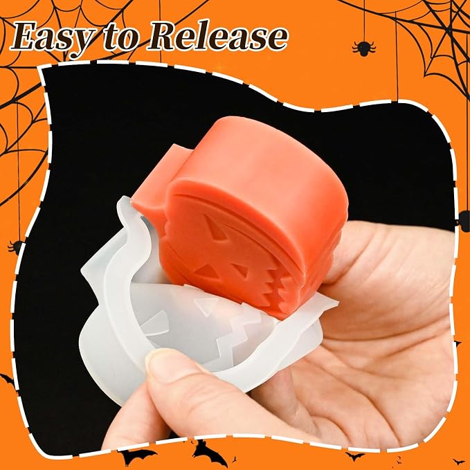 Halloween Candle Molds, Set of 4 Pumpkin Ghosts Bat Soap Molds | Halloween Silicone Molds for Candles Making, Wax, Soap, Clay, Plaster, Epoxy Resin Home Party Decorations DIY Gift