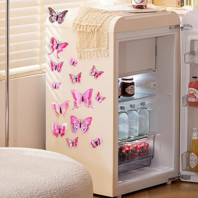 SAOROPEB 3D Butterfly Wall Decor, 48 Pcs Pink Butterfly Decorations