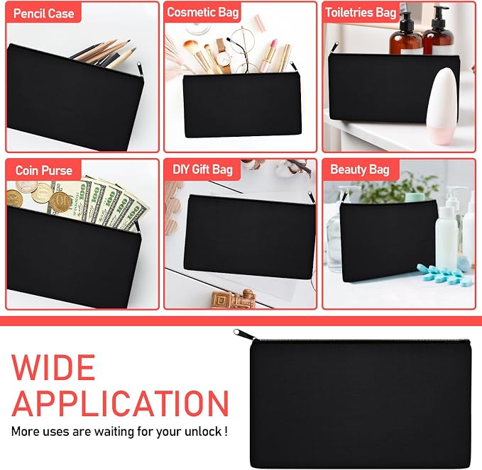 Legigo Blank Canvas Bags Zipper Pouch Makeup Bags Pencil Pouch Bulk | Multi-Purpose, Sturdy Canvas Pouch with Zipper, Cosmetic Travel Toiletry Bag for DIY Crafts, Gifts & Storage, 8.3 x 5 Inch