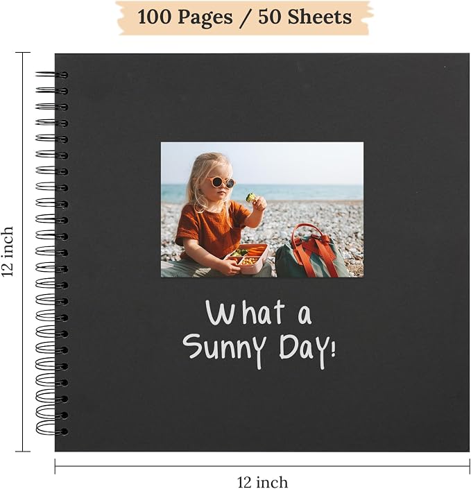 Scrapbook Photo Album 12"x12" 50 Sheets 100 Pages Hardcover Kraft Paper