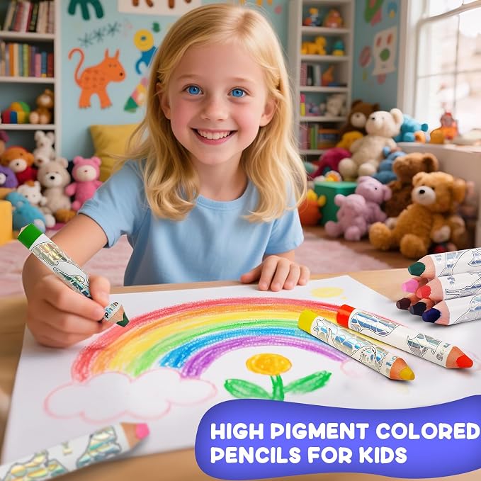 ThEast Jumbo Toddlers Colored Pencils, Thick Chunky Crayons for Children