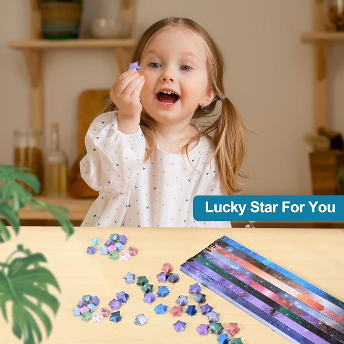 2160 Sheets Stars Paper Strips, 4 Packs Double Side Origami Star Paper, Lucky Star Strips , Star Origami Paper for Kids DIY School/ Hand Craft