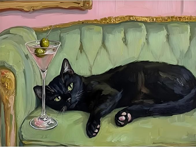 Black Cat Diamond Art Kits for Adults Diamond Painting Kit for Beginner | 5D Animal DIY Funny Vintage Diamond Dots Full Drill Crafts for Gem Art Dot Art for Adults Home Wall Decor for Teens 12x16 in
