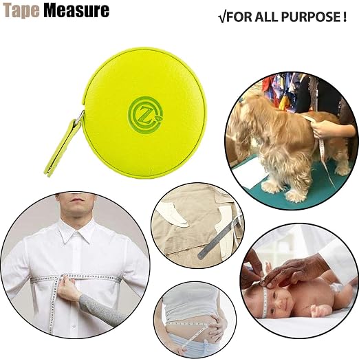 Sewing Tape Measure, Medical Body Cloth Tailor Craft Dieting Measuring Tape, 79 Inch/2 M Dual Sided Retractable Ruler with Push Button Round(1 Pack, Green)