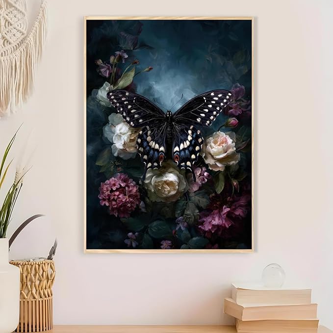Butterfly Paint by Numbers Kit for Adults Framed Canvas, Frameworkless