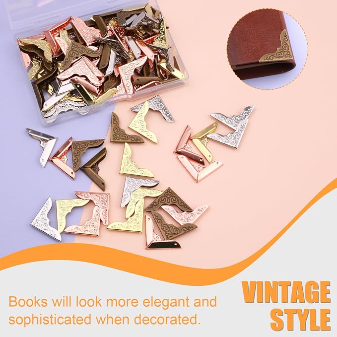 Olldag 100 PCS Metal Book Corners Protectors for Photo Albums Scrapbooking
