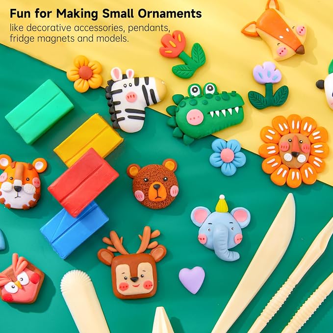 Shuttle Art 117 PCS Polymer Clay Kit, 95 Unique Colors & Extra Basic Colors, 5 Carving Tools, Non-Toxic, Non-Sticky, Small Block, Ideal Gift for Kids