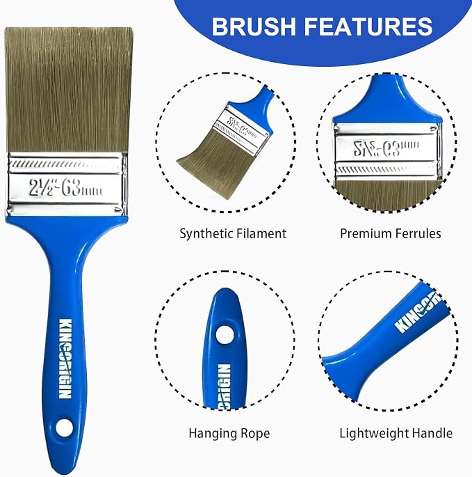 King Origin Paint Brush Set, 10 Pack Paint Brush 0.5" 1" 1.5" 2" 2.5" | Chip Brush, Small Paint Brushes Bulk, Paint Brushes for Walls Home Decor Furniture Crafts Detail Painting