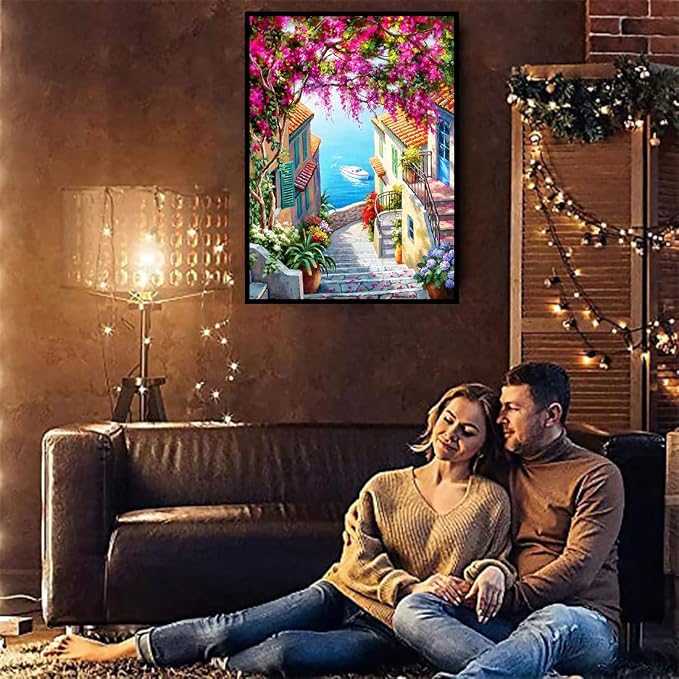 VIGEGU 2 Pack Cityscape Paint by Numbers Kit for Adults with Framed, Landscape Paint by Number DIY Adult Paint by Number Kits for Wall Decor 10x12in