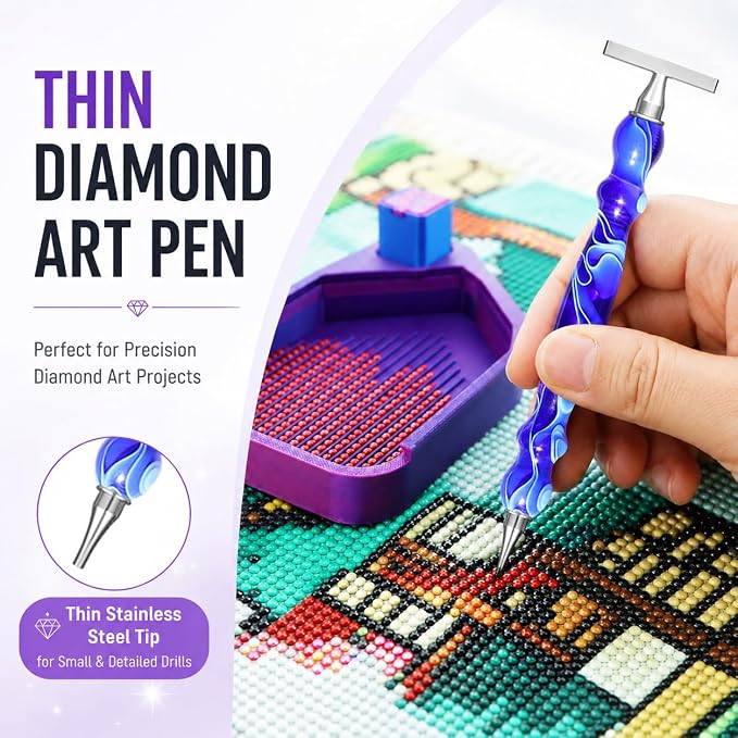 LEIYULY 13 PCS Thin Diamond Art Pens, Ergonomic Diamond Art Accessories