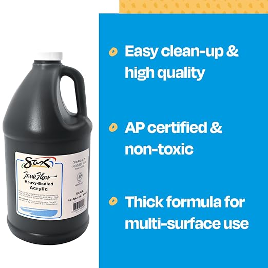 Sax Heavy Body Acrylic Paint for School and Arts and Crafts Use, Mars Black, 1/2 Gallon