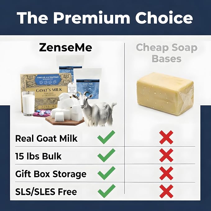 15 LBS Goats Milk Soap Base, Melt and Pour Supplies Kit for Soap Making | SLS/SLES & PEG free | Gentle & Foamy Ingredients | Make Your Own Bulk For Adult Soapmaker - Easy to Cut