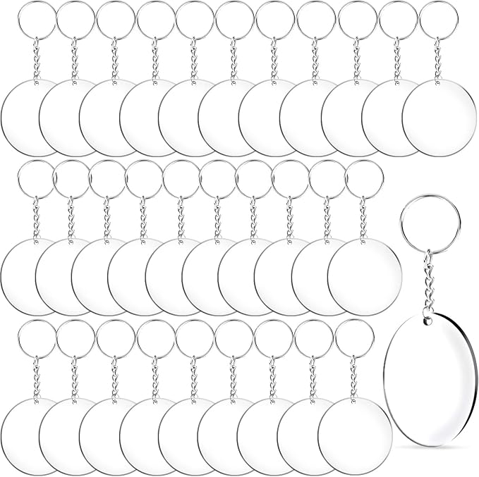 Duufin 108 Pieces Acrylic Keychain Blanks 2 Inch Round with Key Chain Rings
