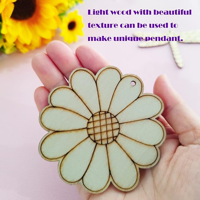 48PCS Unfinished Wood Insect Butterfly Cutouts with Sling Hole