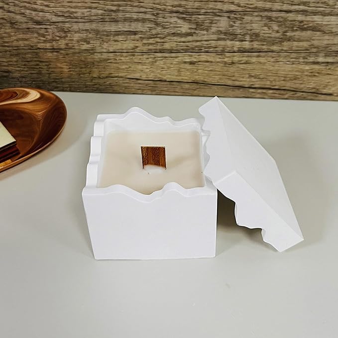 Square Box Mold with Irregular Edges, Creative Candle Vessels Jewelry Holder Resin Concrete Molds, Unique Storage Container Jar Dish Display Silicone Molds DIY Epoxy Resin Art Craft Kit