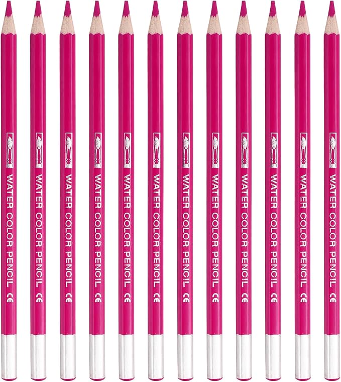 PATIKIL Watercolor Pencil, 12Pcs Water Soluble Pencils for Blending, Coloring, Sketch Drawing, Painting, Pink