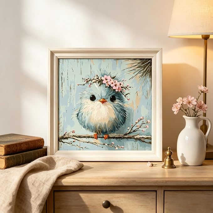 BYGFHLYW Bird Cherry Blossom Paint by Numbers Kit for Adults Canvas | Animal Easy Adult Paint by Number Kits On Canvas, DIY Acrylic Oil Painting Kits for Home Wall Decor 16x16Inch