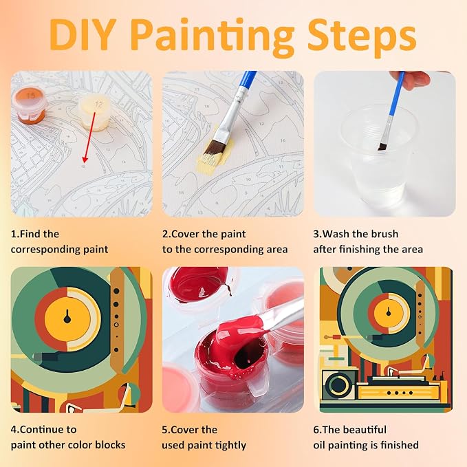 Mandun Music Paint by Numbers Kit for Adults, 3 Pack, 7.8x11.8 inch | DIY Painting Kits Crafts for Adults, Relieve Stress, Frame Canvas, Wooden Easel, Gift Box, Home Wall Decor