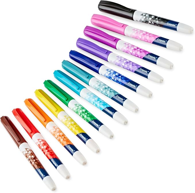 Crayola Fine Point Markers (12ct), No Bleed Fine Tip Markers for Adult Coloring, Art Marker Set, Calligraphy & Drawing Art Supplies