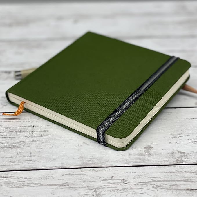 Handbook Journal Co. Travelogue Artist Canvas Cover Travel Notebook for Drawing and Sketching, Cadmium Green, Pocket Landscape 3.5 x 5.5 Inches, 130 GSM Paper, Hardcover w/Pocket