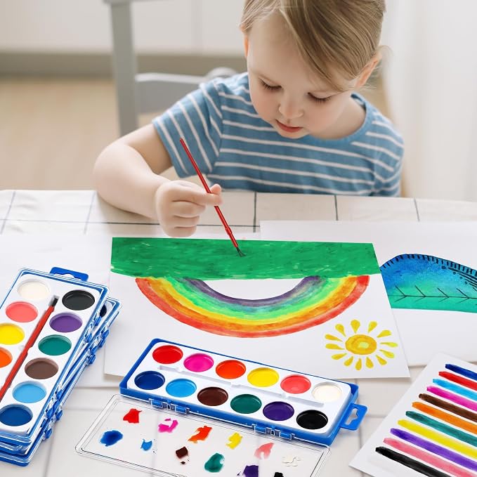 36 Pack Watercolor Paint Set, 12 Colors Water Paint Bulk for Kids