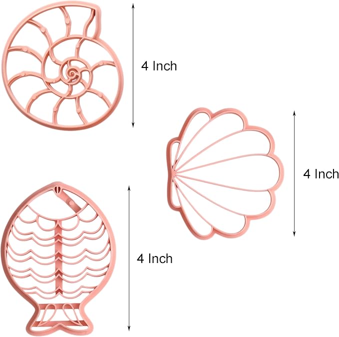 Trinket Cutter Set for Polymer Clay Display & Jewelry Styling – Fish, Shell & Spiral Shell Shapes | Shellfish-TRI