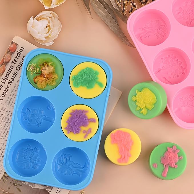 Round Silicone Soap Molds, 2PCS Girls Cylinder Silicone Molds | Girls Pattern Silicone Soap Molds, Cylindrical Silicone Mold, Suitable for Handmade Soap Candles DIY Resin Crafts
