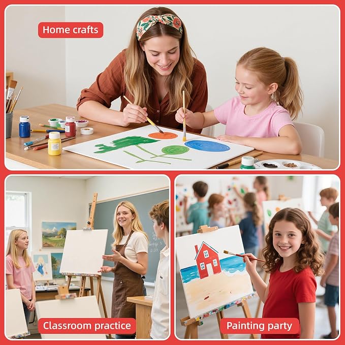Simetufy 100 Pack 8x10 Bulk Small Canvas Boards for Painting Value Pack | Flat Canvas Panels 100% Cotton for Gouache Watercolor Acrylic Oil Paint, for Art Class & Party