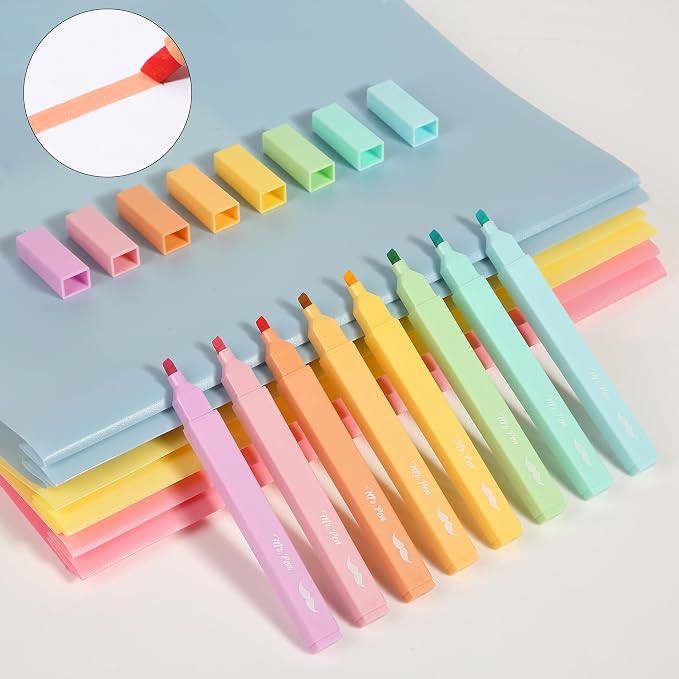 Mr. Pen- Aesthetic Highlighters, 8 pcs, Chisel Tip, Summer Colors | Cute Highlighter Assorted Colors, Bible Highlighters and Pens No Bleed Highlighter for Bible Pages No Bleed