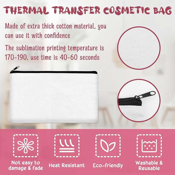 Legigo Blank Canvas Bags Zipper Pouch Makeup Bags Pencil Pouch Bulk | Multi-Purpose, Sturdy Canvas Pouch with Zipper, Cosmetic Travel Toiletry Bag for DIY Crafts, Gifts & Storage, 8.3 x 5 Inch