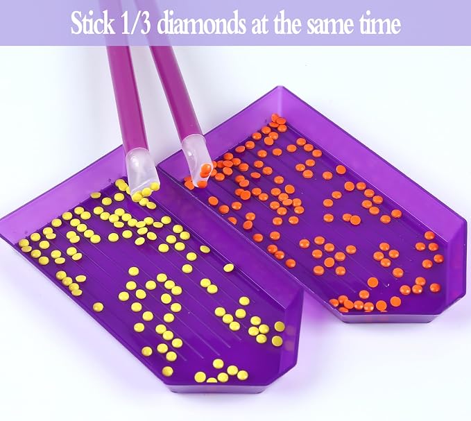 QYING 94PCS 5D Diamond Art Painting Tools and Accessories Kits,with 20 Plastic Diamond Trays,20pcs Glue Clay,20 Diamond Art Painting pens,Non-Slip Clips,tweezer,and Diamond Crreection (Purple)