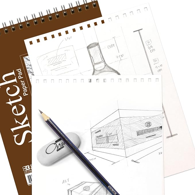 BAZIC Products Spiral Sketch Pad, Top Bound, 6 x 8 in, 50 Sheets, 2-Pack