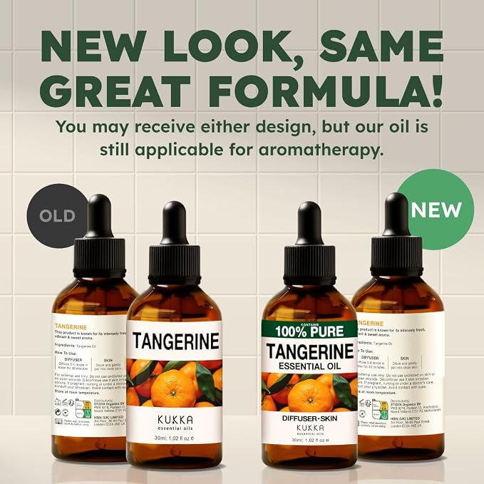 Kukka 100% Pure Tangerine Essential Oil for Skin, Diffuser, 1.02 Fl Oz | Tangerine Oil for Aromatherapy, Body Care, DIY Perfume, Sweet Citrus Scent for Relaxation & Restful Nights