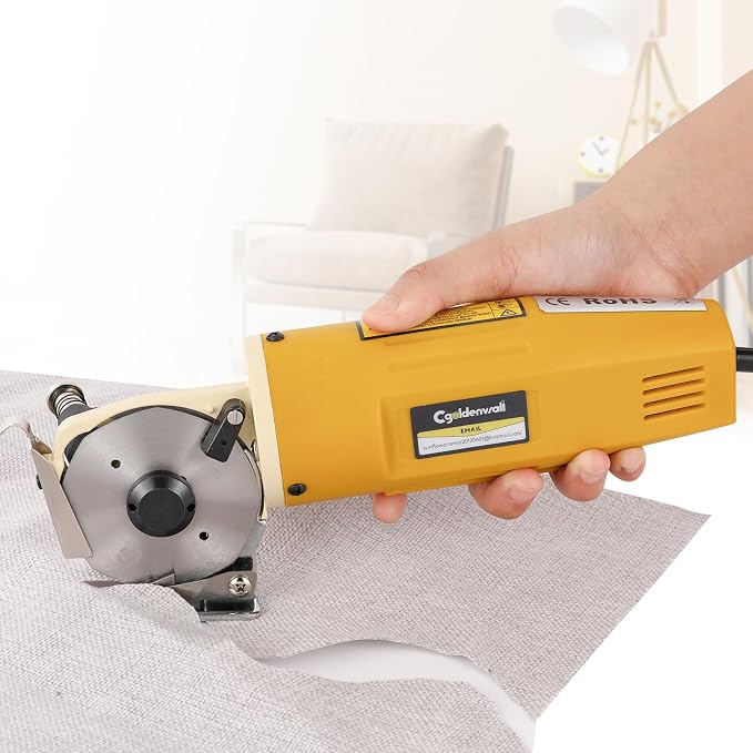 Electric Rotary Fabric Carpet Cutter heavy duty 1"Cutting Thickness 110V | for Cloth Fabric Leather and Carpet, Comes with Replacement Blade, Sharpening Stone