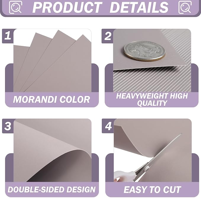 35 Sheets Dusty Lavender Cardstock 8.5 x 11 Boho Paper