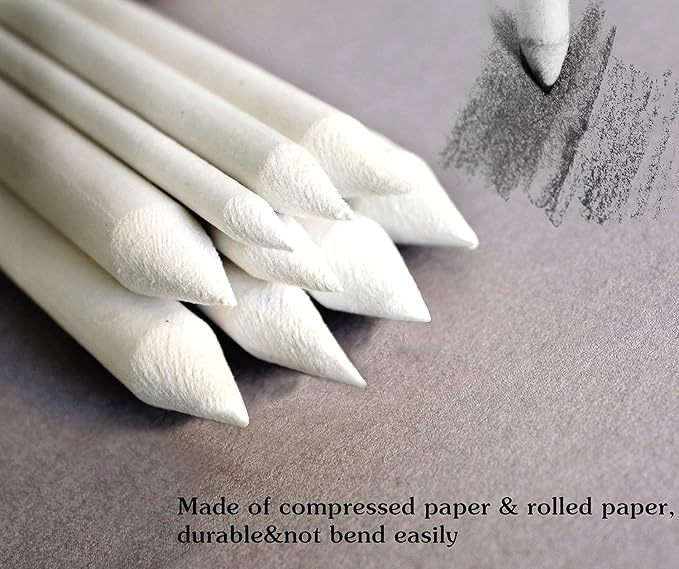 43 PCS Blending Stumps and Tortillions Paper Art Blenders Sketch Drawing | Sketch Wipe Scrapers,Rub Sponge,Kneaded Eraser,Sandpaper Sharpeners,Pencil Extension,Replacement Heads ,Washable Reusable