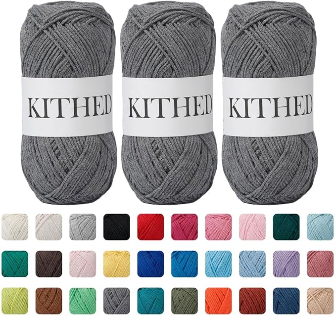 Cotton Yarn，10.5oz，526yard，3 Pack ，Soft Yarn for Crocheting and Knitting (36 Deep Grey)