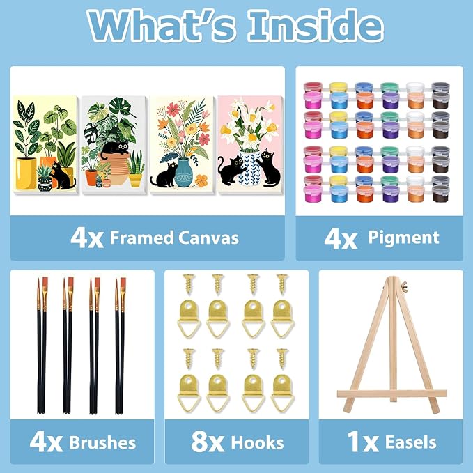 Cat Paint by Number for Adults, Paint by Numbers Kit for Adults 8x12 Inch